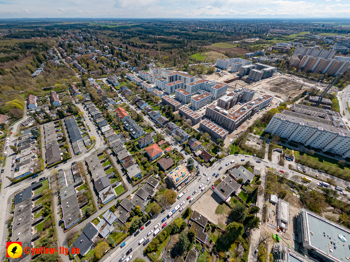 21.04.2023 - Luftbilder von der Baustelle Alexisquartier und Pandion Verde in Neuperlach